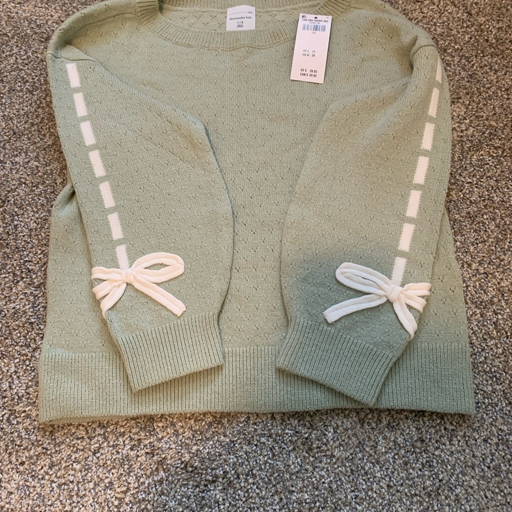 Abercrombie Kids Mint Green Sweater with White Bow Details